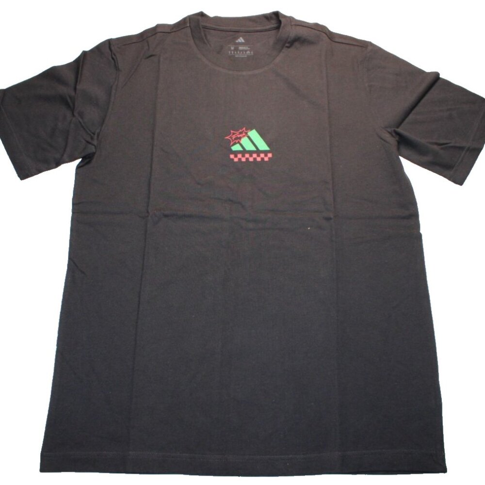 Adidas Mens Medium Lounge Pizza Graphic T-Shirt 🍕 Black 100% Cotton Casual Tee